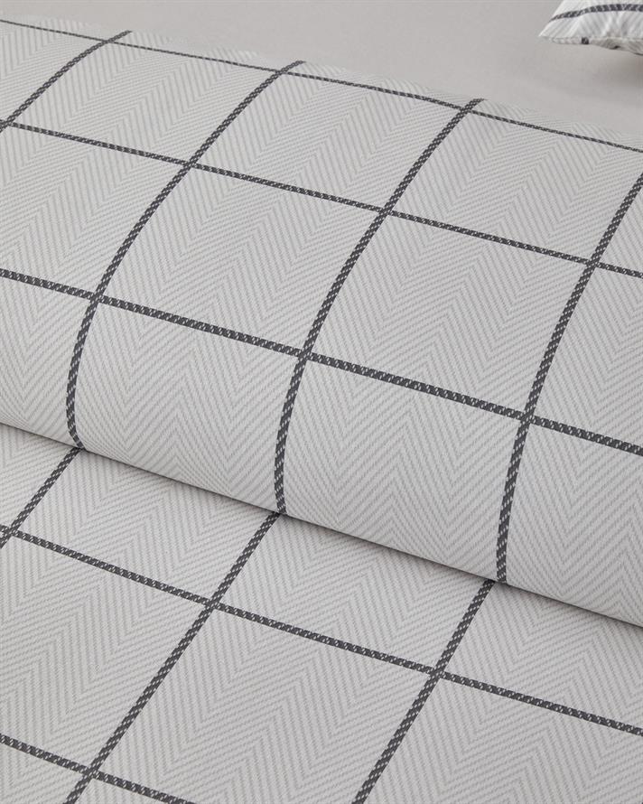 Plaid Wave Kolay Ütülenir Tek Kişilik Çarşaflı Nevresim Takımı 160x220 cm Gri