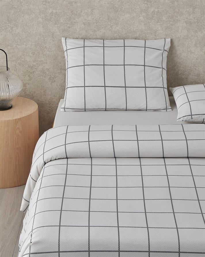 Plaid Wave Kolay Ütülenir Tek Kişilik Çarşaflı Nevresim Takımı 160x220 cm Gri