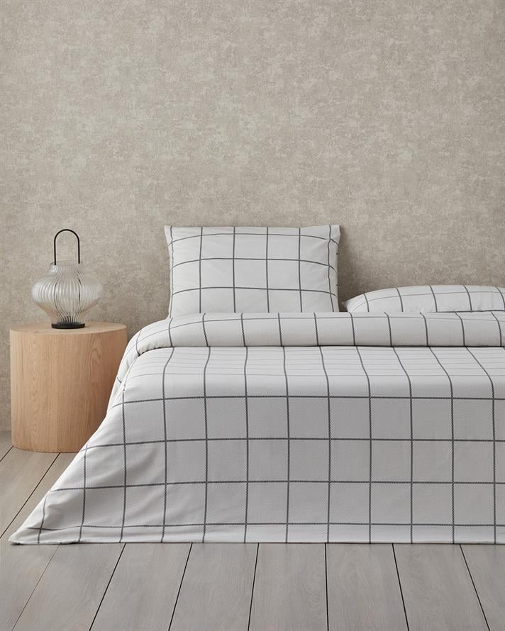 Plaid Wave Kolay Ütülenir Tek Kişilik Çarşaflı Nevresim Takımı 160x220 cm Gri
