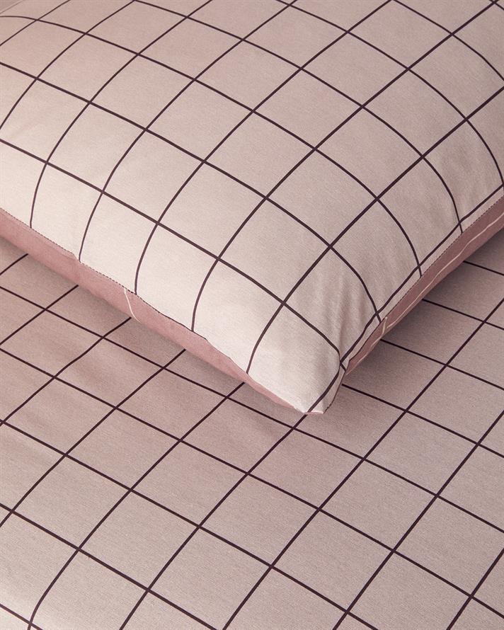 Plain Check Kolay Ütülenir Çift Taraflı Çift Kişilik Nevresim Seti 200x220 cm Açık Mürdüm
