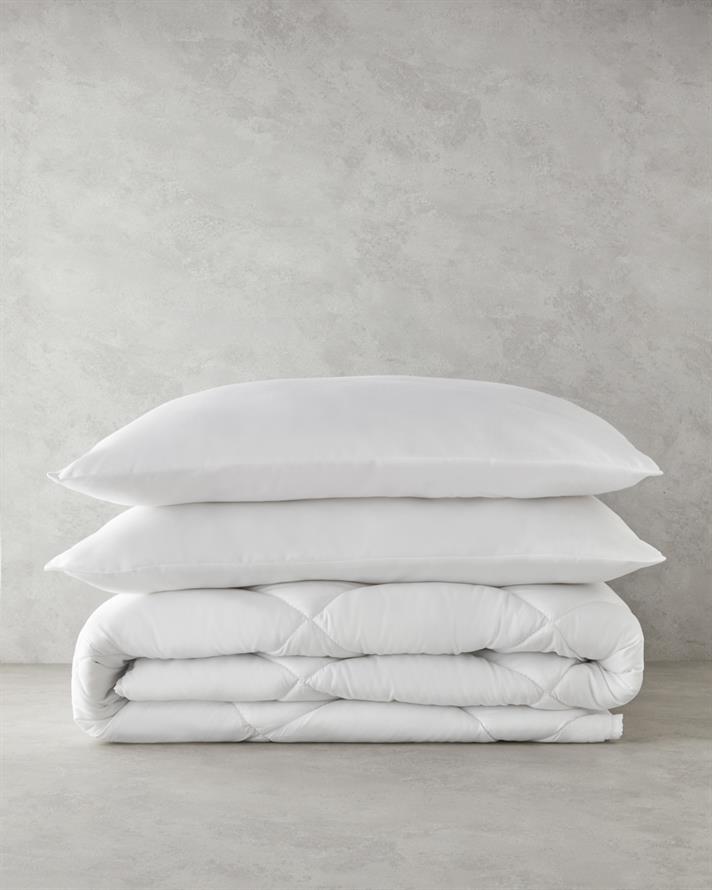 Plain Mikrofiber Çift Kişilik Yastık Yorgan Takımı 195x215 cm Beyaz