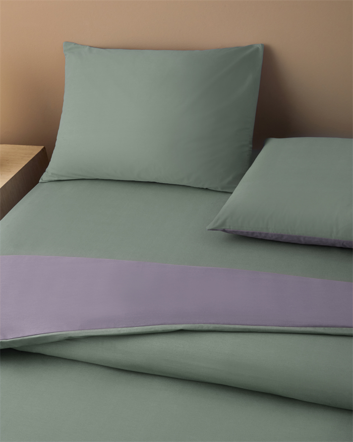 Plain Pamuk Çarşaflı Çift Kişilik Nevresim Takımı 200x220 cm Yeşil-mor
