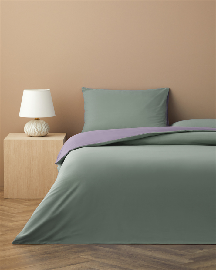 Plain Pamuk Çarşaflı Çift Kişilik Nevresim Takımı 200x220 cm Yeşil-mor