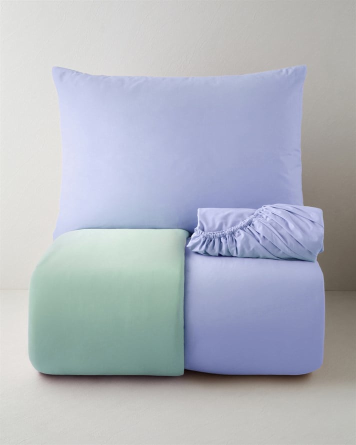 Plain Pamuk Çarşaflı Tek Kişilik Nevresim Takımı 160x220 cm Ortanca Mavi-Su Yeşili