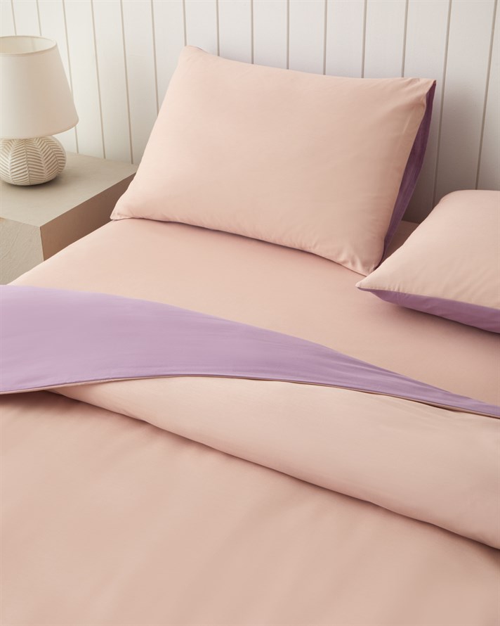 Plain Pamuk Çift Kişilik Nevresim Takımı 200x220 cm Toz Pembe-Leylak