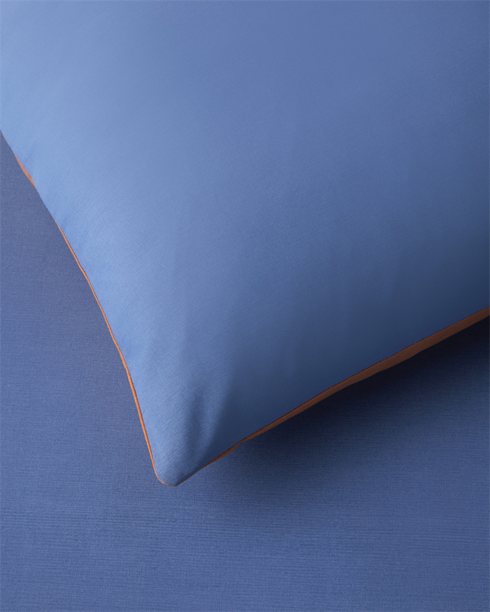 Plain %100 Pamuklu Çift Kişilik Çarşaflı Nevresim Takımı 200x220 cm Mavi-Turuncu