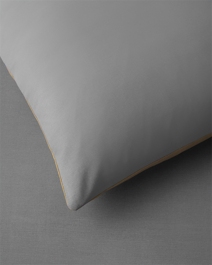Plain Pamuk Çift Kişilik Çarşaflı Nevresim Takımı 200x220 cm Gri-Sarı