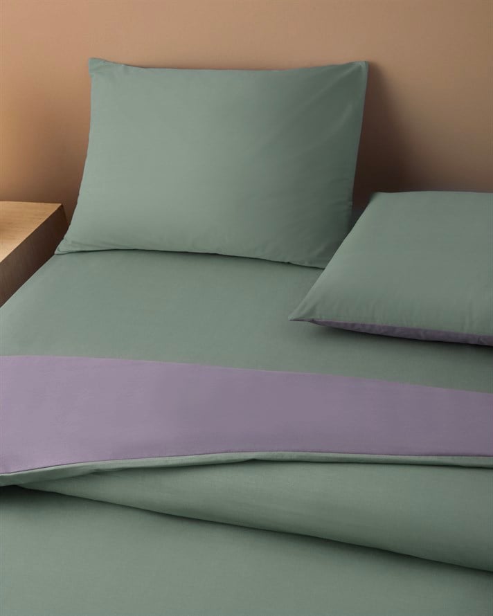 Plain Pamuk Çarşaflı King Size Nevresim Takımı 240x220 cm Yeşil-mor