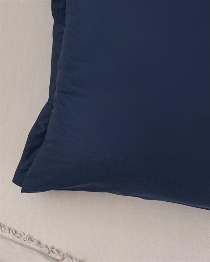 Plain Pamuklu Oxford Tekli Yastık Kılıfı Gece Mavisi