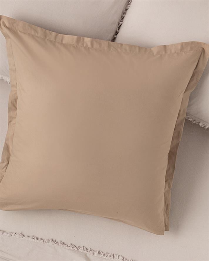 Plain Pamuklu Oxford Yastık Kılıfı Kahve Köpüğü