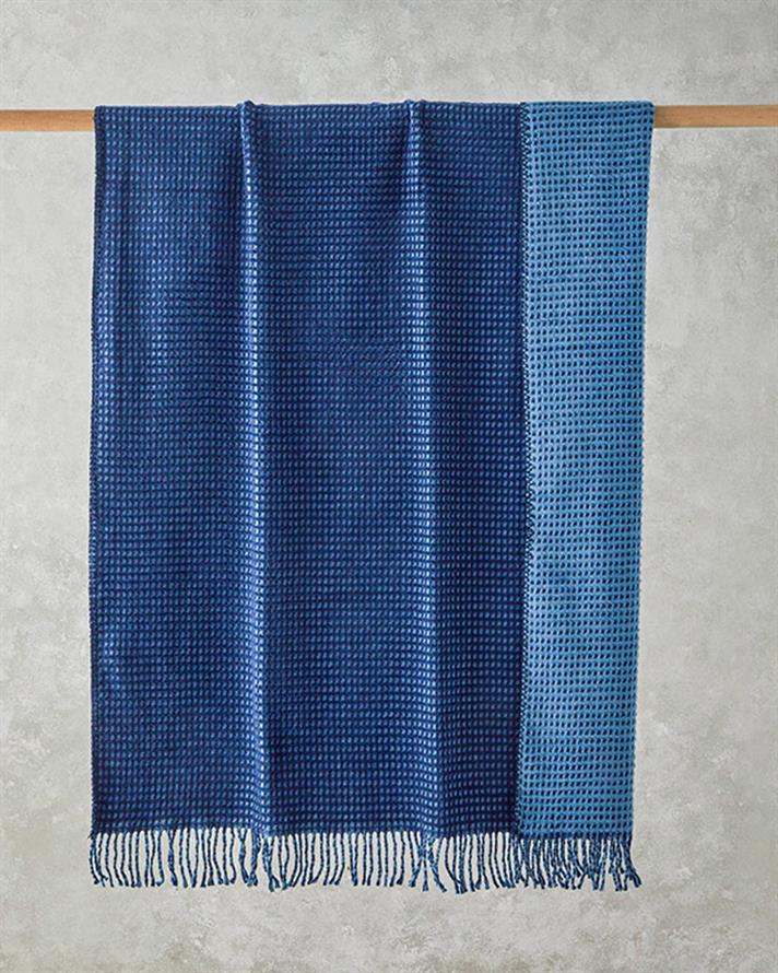 Plain Waffle Pamuklu Tv Battaniye 110x170 cm Lacivert- Mavi