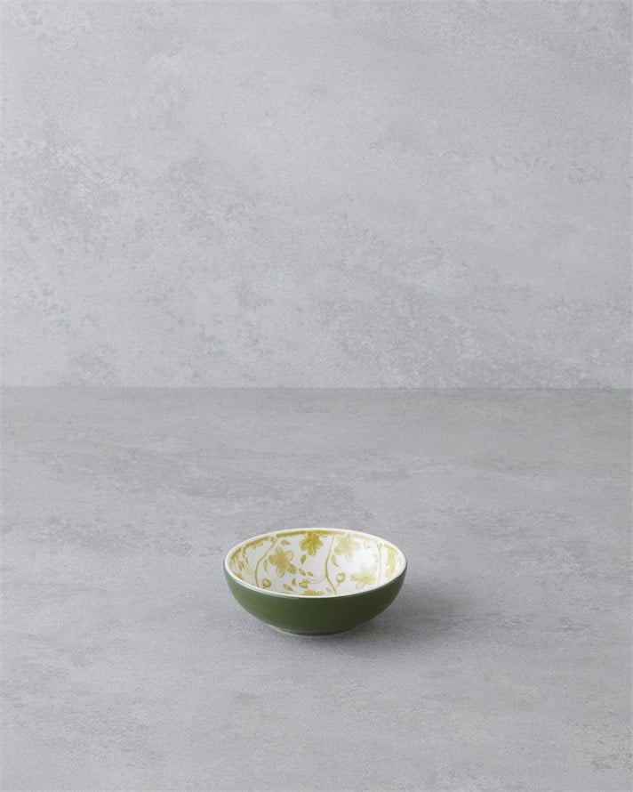 Plantopia Porselen Çerezlik 9 cm Beyaz - Yeşil