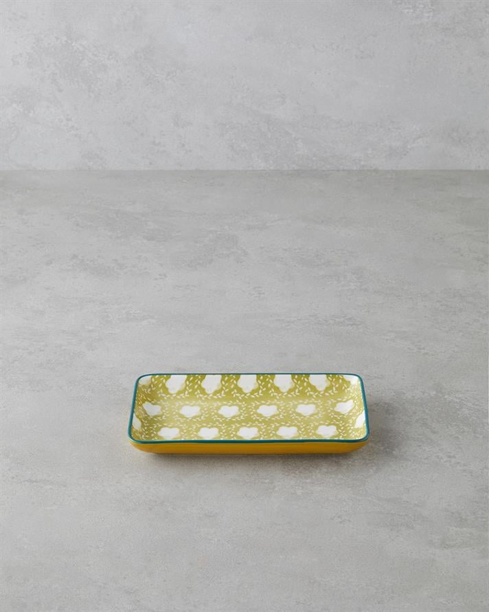 Plantopia Porselen Kayık Tabak Sarı-Yeşil