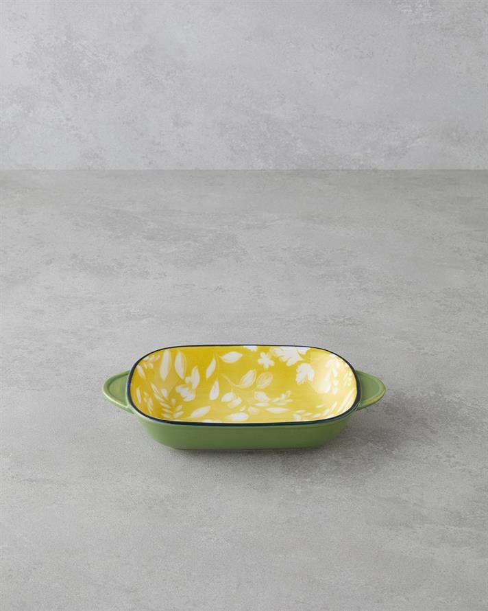 Plantopia Porselen Kayık Tabak Sarı-Yeşil