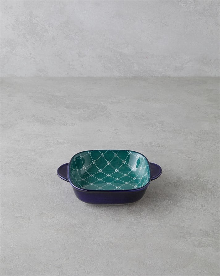 Plantopia Porselen Kayık Tabak 18x14 cm Lacivert-Yeşil