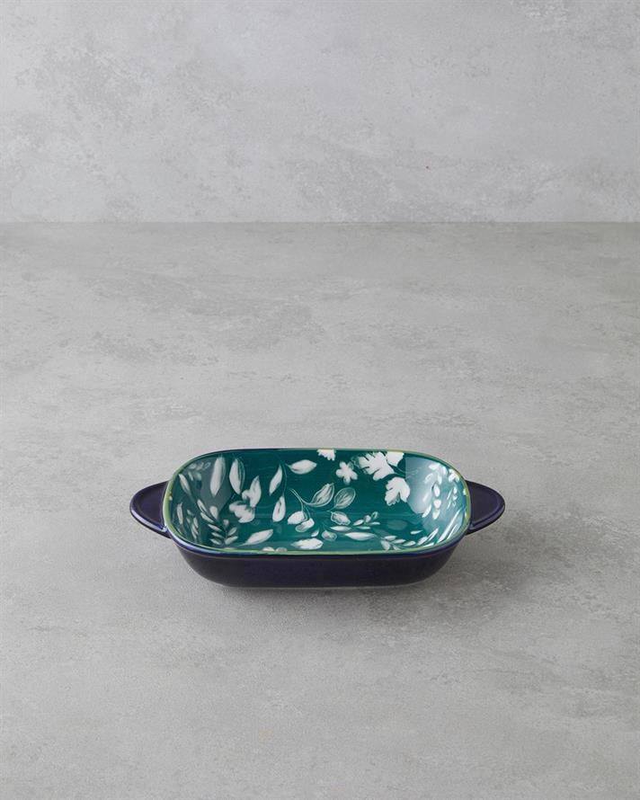 Plantopia Porselen Kayık Tabak Lacivert-Yeşil
