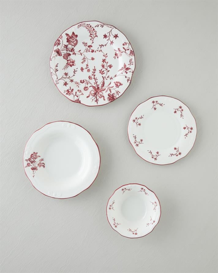 Plantopia Porselen Yemek Takımı 24 Parça 6 Kişilik Bordo