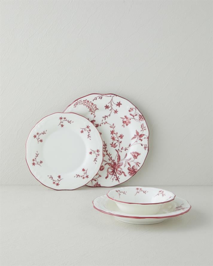 Plantopia Porselen Yemek Takımı 24 Parça 6 Kişilik Bordo