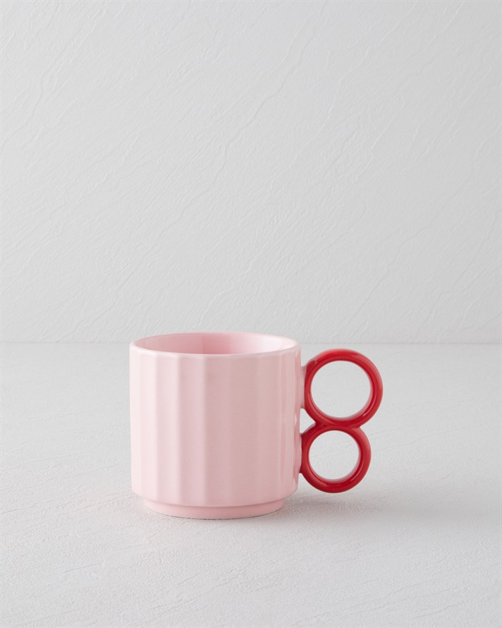 Playful Loop Seramik Kupa 350 ml Kırmızı-Pembe