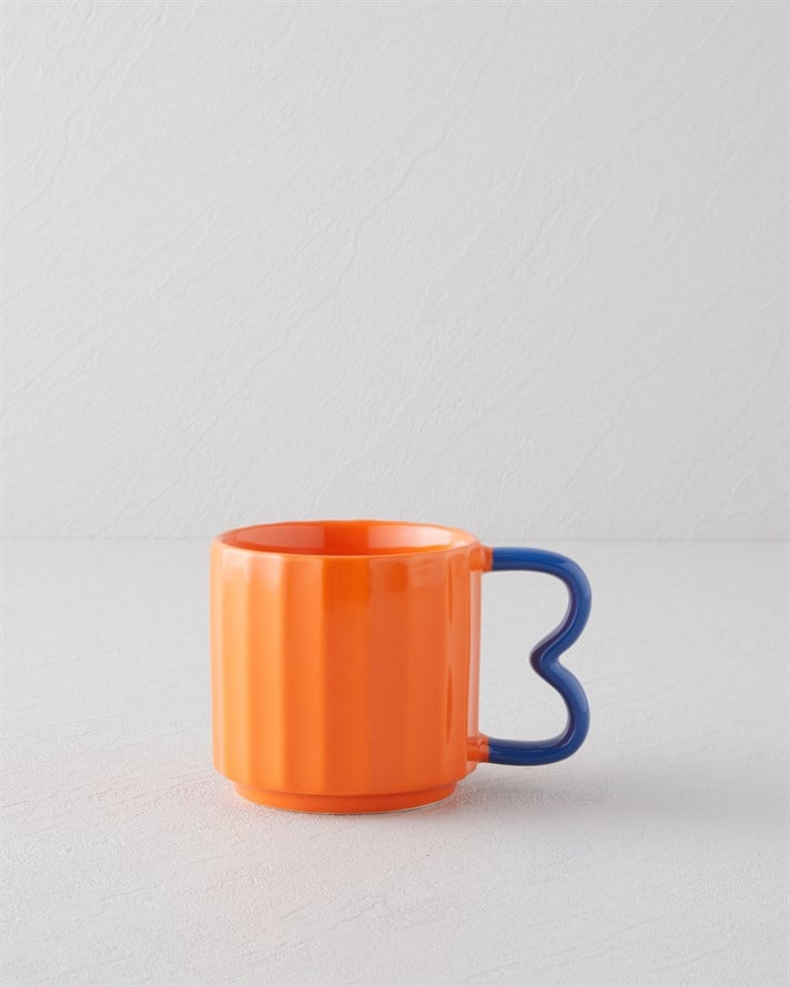 Playful Rust Seramik Kupa 350 ml Turuncu-Mavi