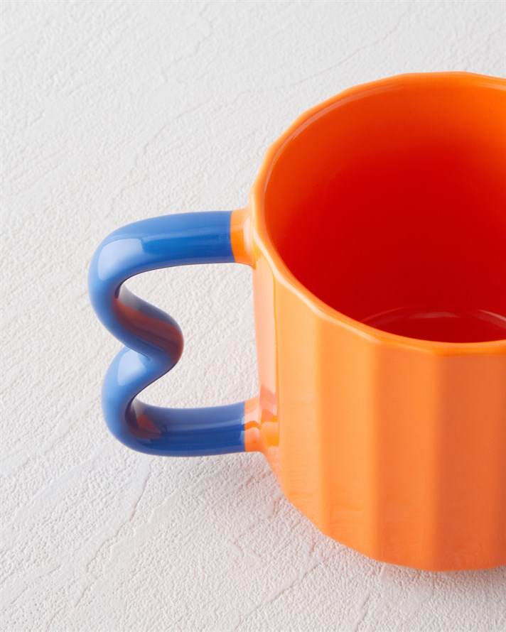 Playful Rust Seramik Kupa 350 ml Turuncu-Mavi