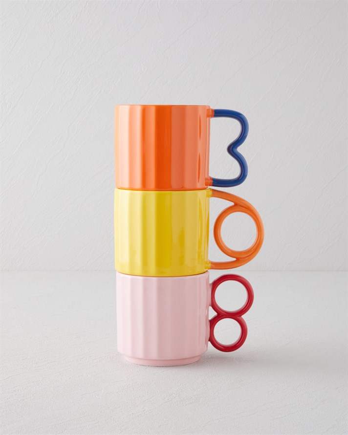 Playful Twist Seramik Kupa 350 ml Sarı-Turuncu