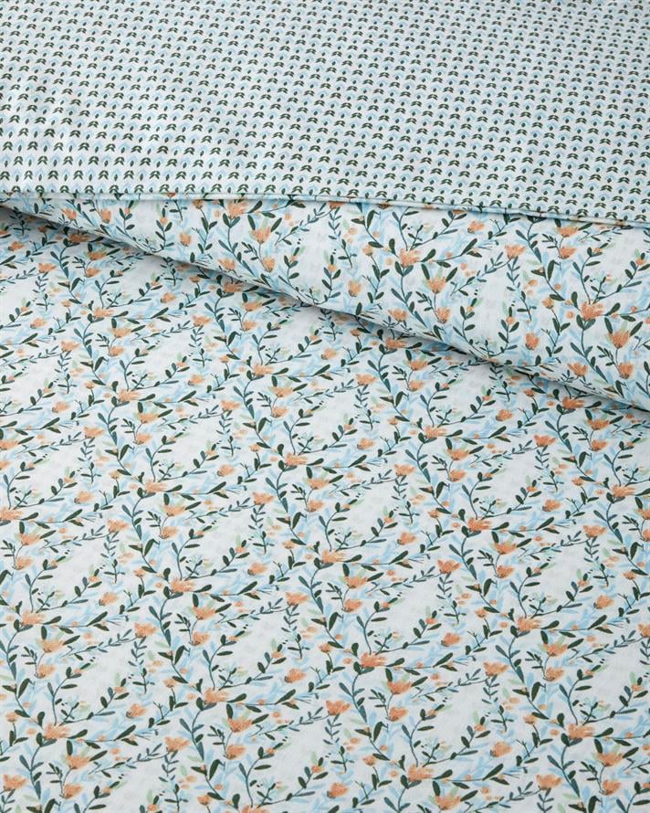 Poemy Kolay Ütülenir Tek Kişilik Nevresim Seti 160x220 cm Turuncu-Mavi