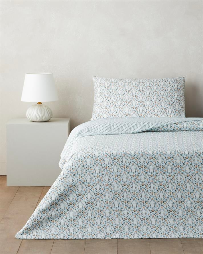 Poemy Kolay Ütülenir Tek Kişilik Nevresim Seti 160x220 cm Turuncu-Mavi