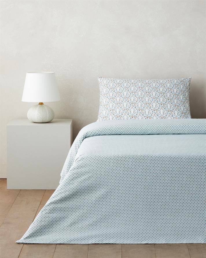 Poemy Kolay Ütülenir Tek Kişilik Nevresim Seti 160x220 cm Turuncu-Mavi