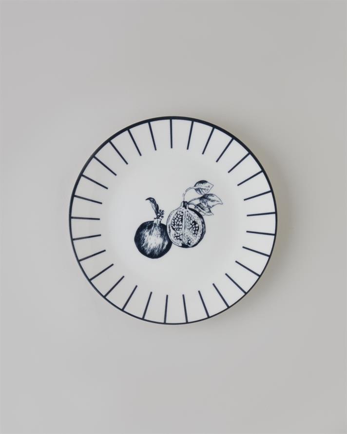 Pomara Porselen Kahvaltı ve Sunum Seti 18 Parça 6 Kişilik Lacivert-Beyaz