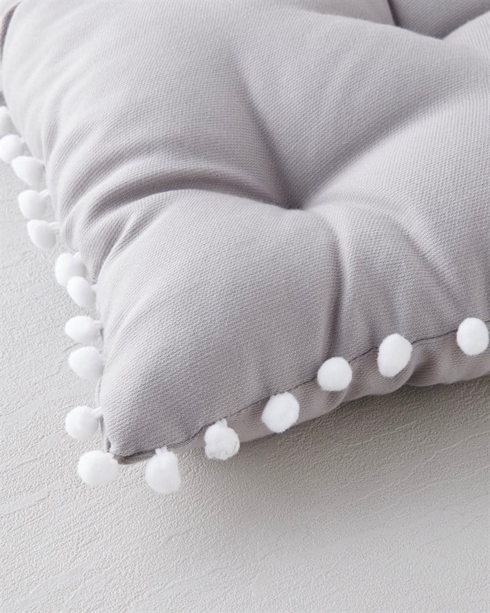 Ponponlu Sandalye Minderi 40x40 cm Antrasit