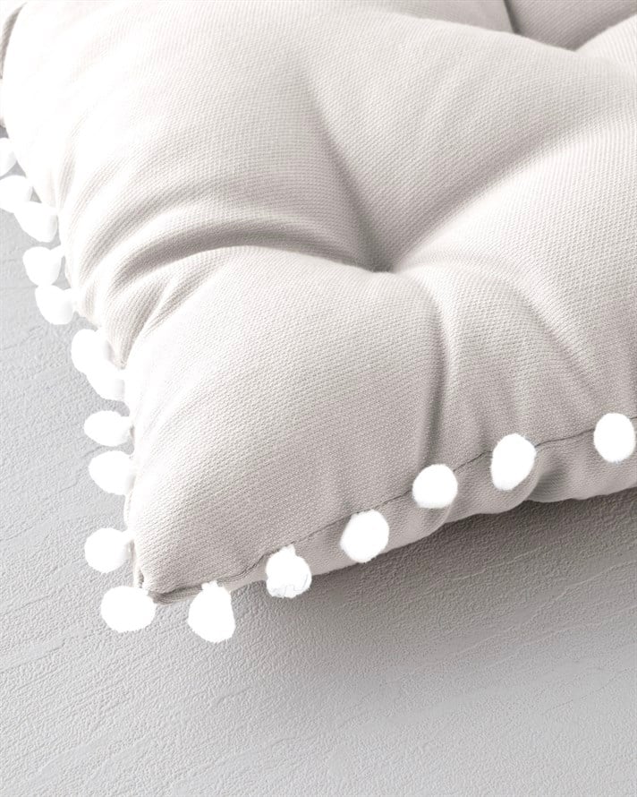 Ponponlu Sandalye Minderi 40x40 cm Bej