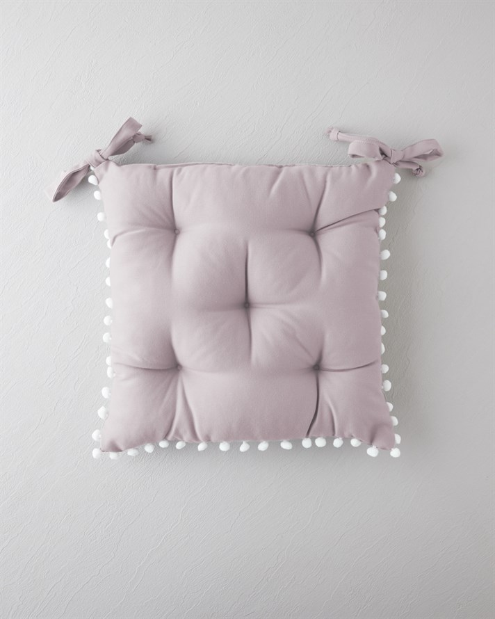 Ponponlu Sandalye Minderi 40x40 cm Pudra
