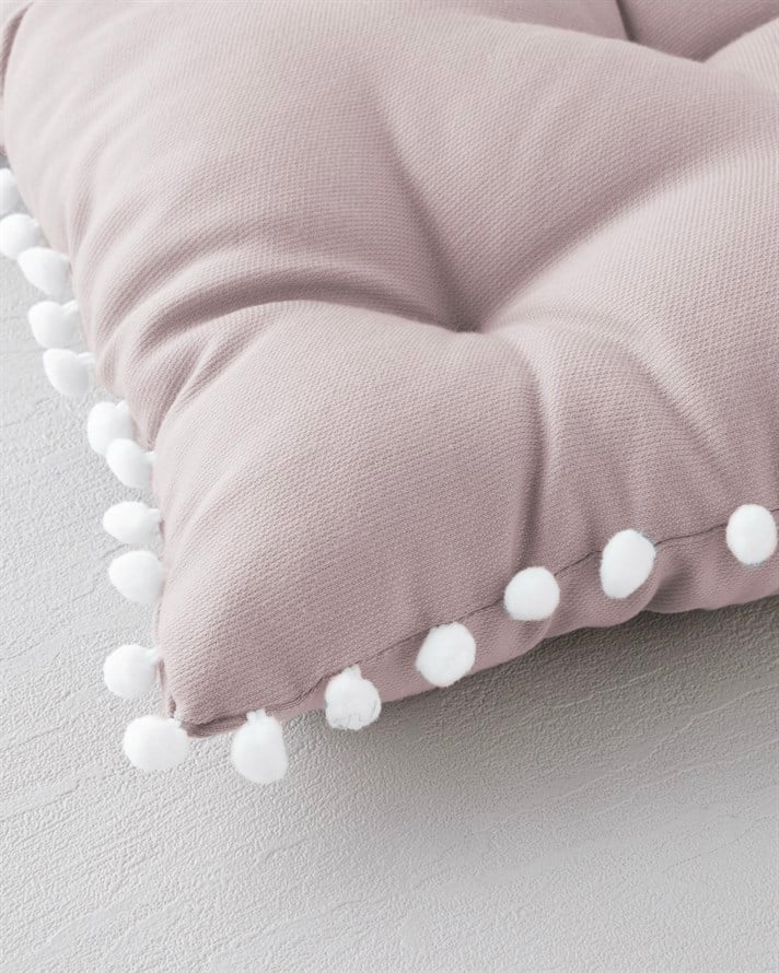 Ponponlu Sandalye Minderi 40x40 cm Pudra