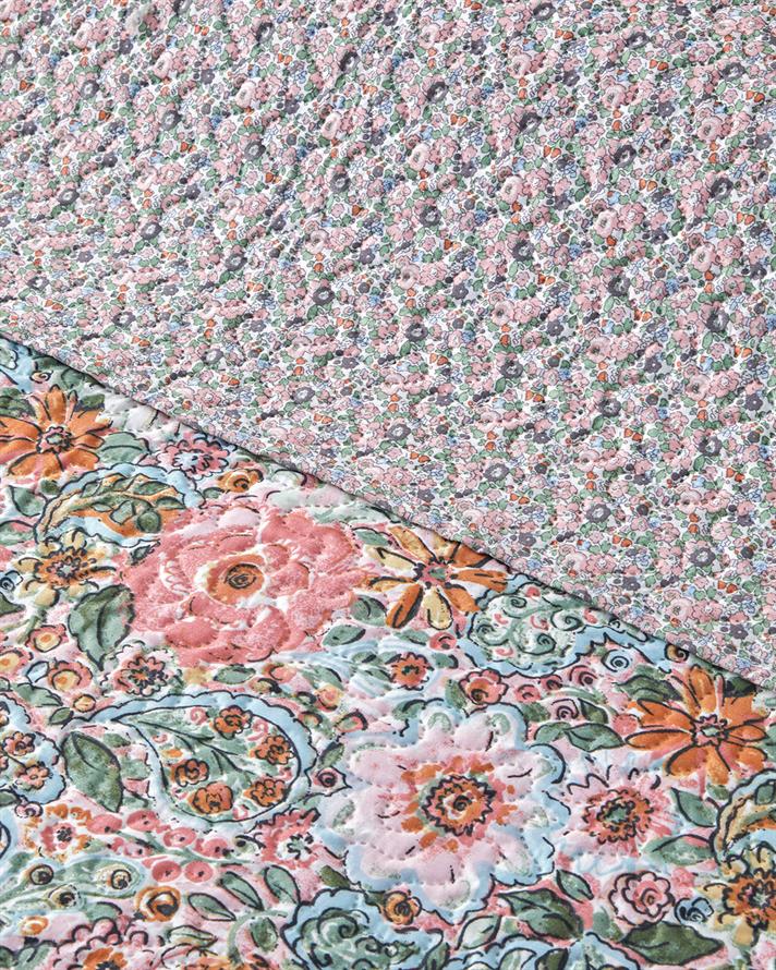 Poppy Happiness Çok Amaçlı Tek Kişilik Yatak Örtüsü Takımı 160x220 cm Pembe