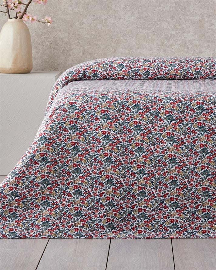 Posy Garden Baskılı Pamuklu Tek Kişilik Pike 150x220 cm Kırmızı