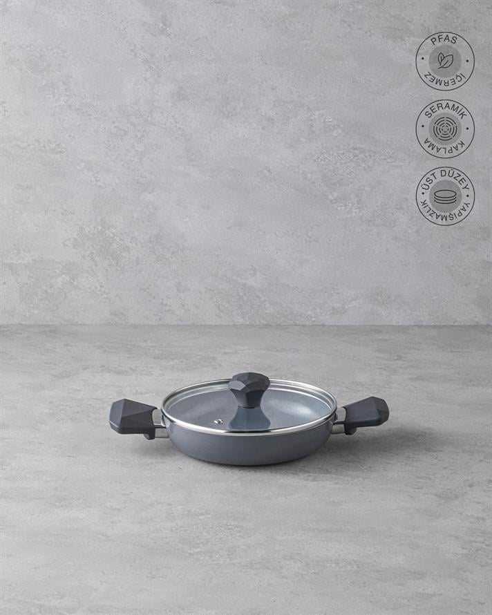 Prego CeraWell Seramik Kapaklı Sahan 20 cm Gri