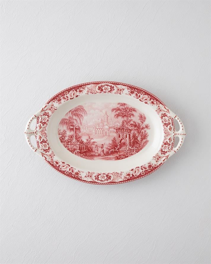 Preston Stoneware Kayık Tabak Bordo