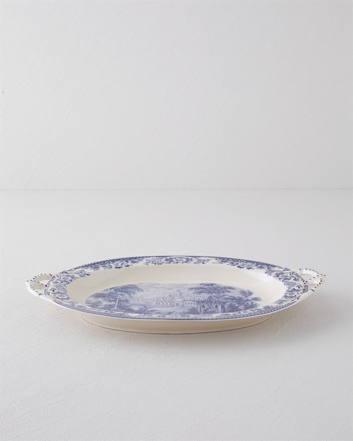 Preston Stoneware Kayık Tabak Lacivert