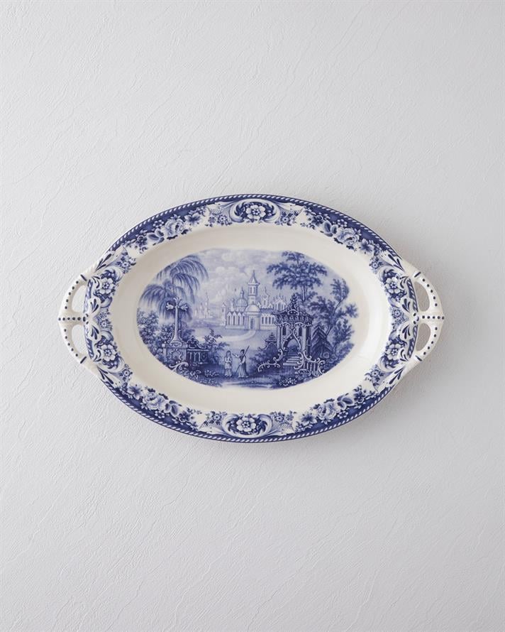 Preston Stoneware Kayık Tabak Lacivert