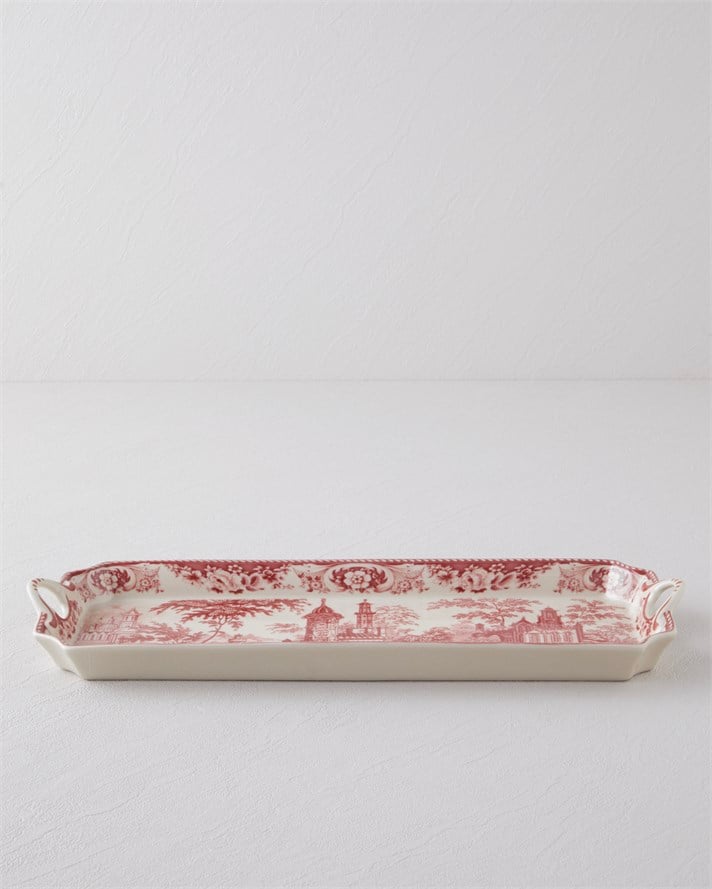 Preston Stoneware Kayık Tabak 38 cm Bordo
