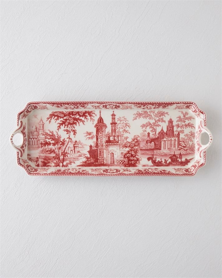 Preston Stoneware Kayık Tabak 38 cm Bordo