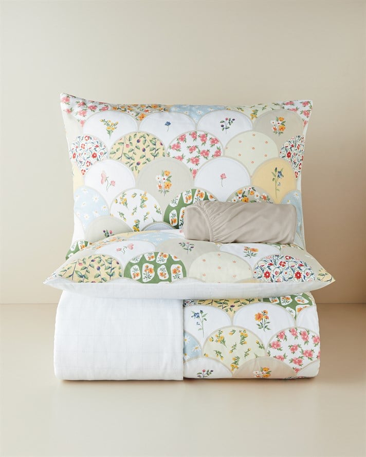 Pretty Loop Kolay Ütülenir Çarşaflı  Çift Kişilik Nevresim Takımı 200x220 cm Sarı-Yeşil