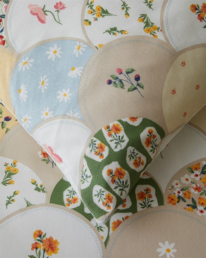 Pretty Loop Kolay Ütülenir Çift Kişilik Çarşaflı Nevresim Takımı 200x220 cm Sarı-Yeşil