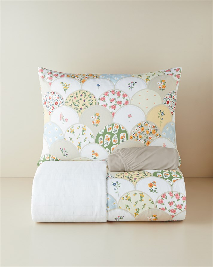 Pretty Loop Kolay Ütülenir Çarşaflı Tek Kişilik Nevresim Takımı 160x220 cm Sarı-Yeşil