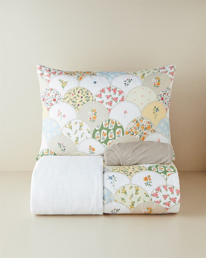 Pretty Loop Kolay Ütülenir Çarşaflı Tek Kişilik Nevresim Takımı 160x220 cm Sarı-Yeşil