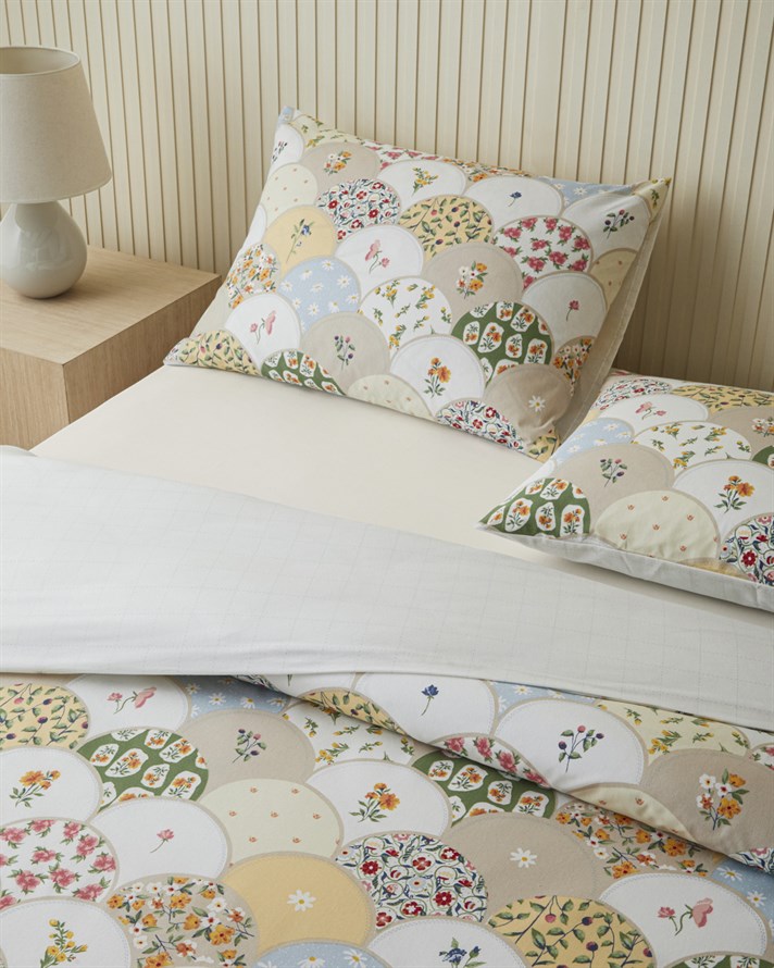 Pretty Loop Kolay Ütülenir Çarşaflı Tek Kişilik Nevresim Takımı 160x220 cm Sarı-Yeşil