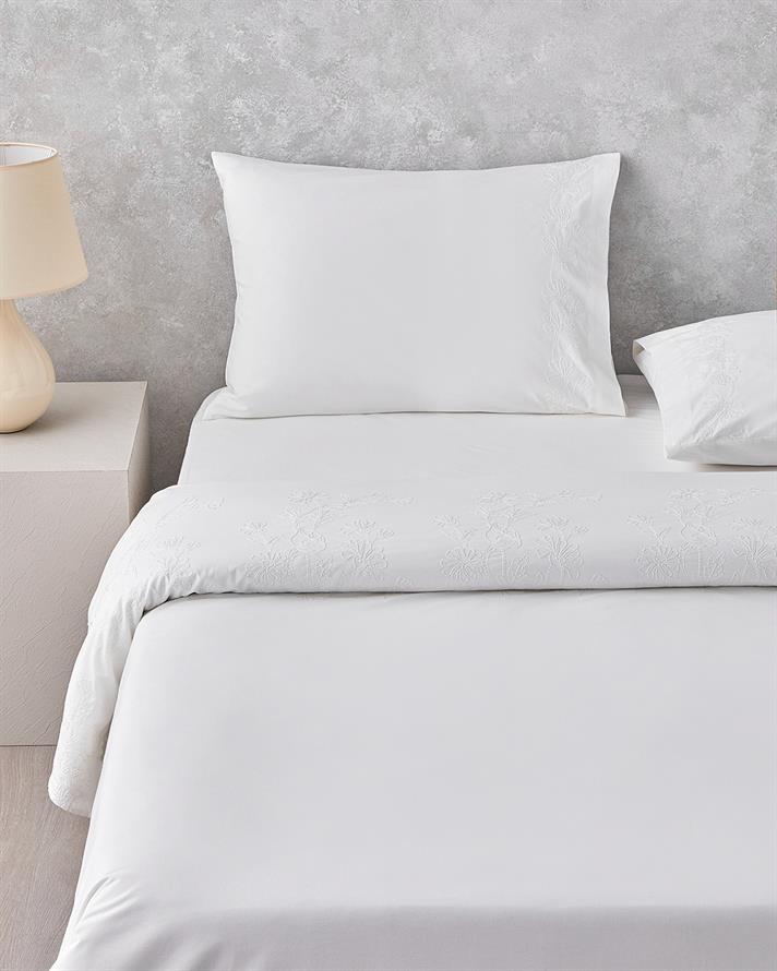 Pure Essence Nakışlı Pamuk King Size Nevresim Takımı 240x220 cm Beyaz