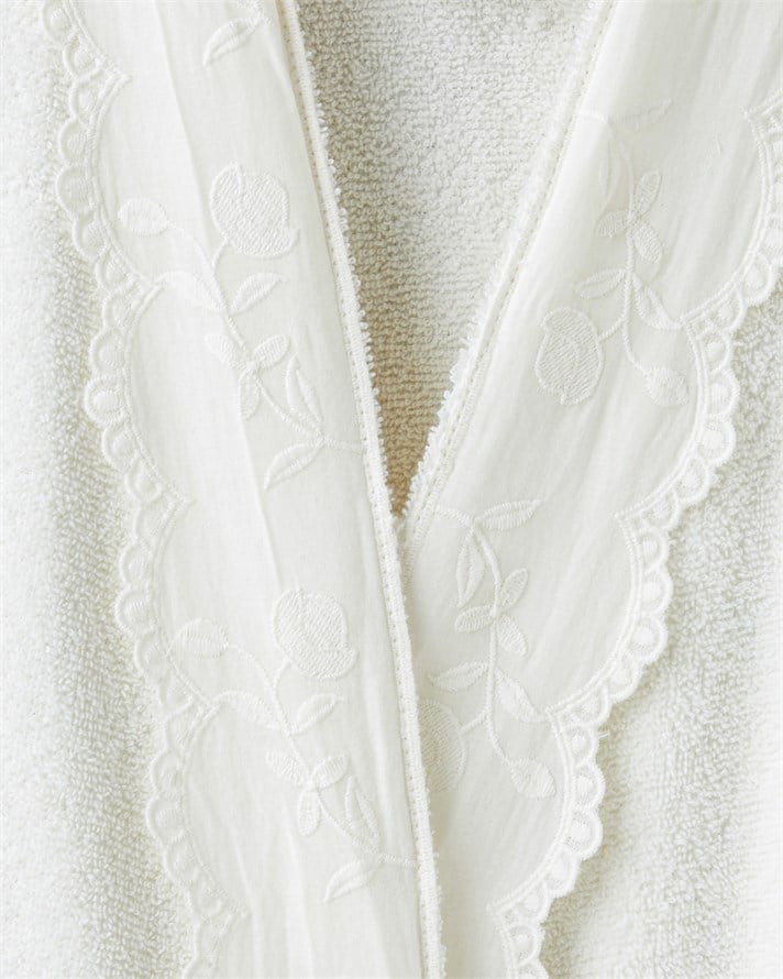 Pure Lace %100 Pamuk Bornoz L-XL Beyaz