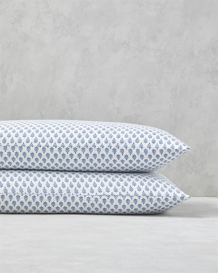 Pure Leaves Kolay Ütülenir 2li Yastık Kılıfı 50x70 cm Mavi